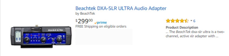 Beachtek DXA-SLR ULTRA audio adapter - buy now on Amazon - Read our excellent reviews